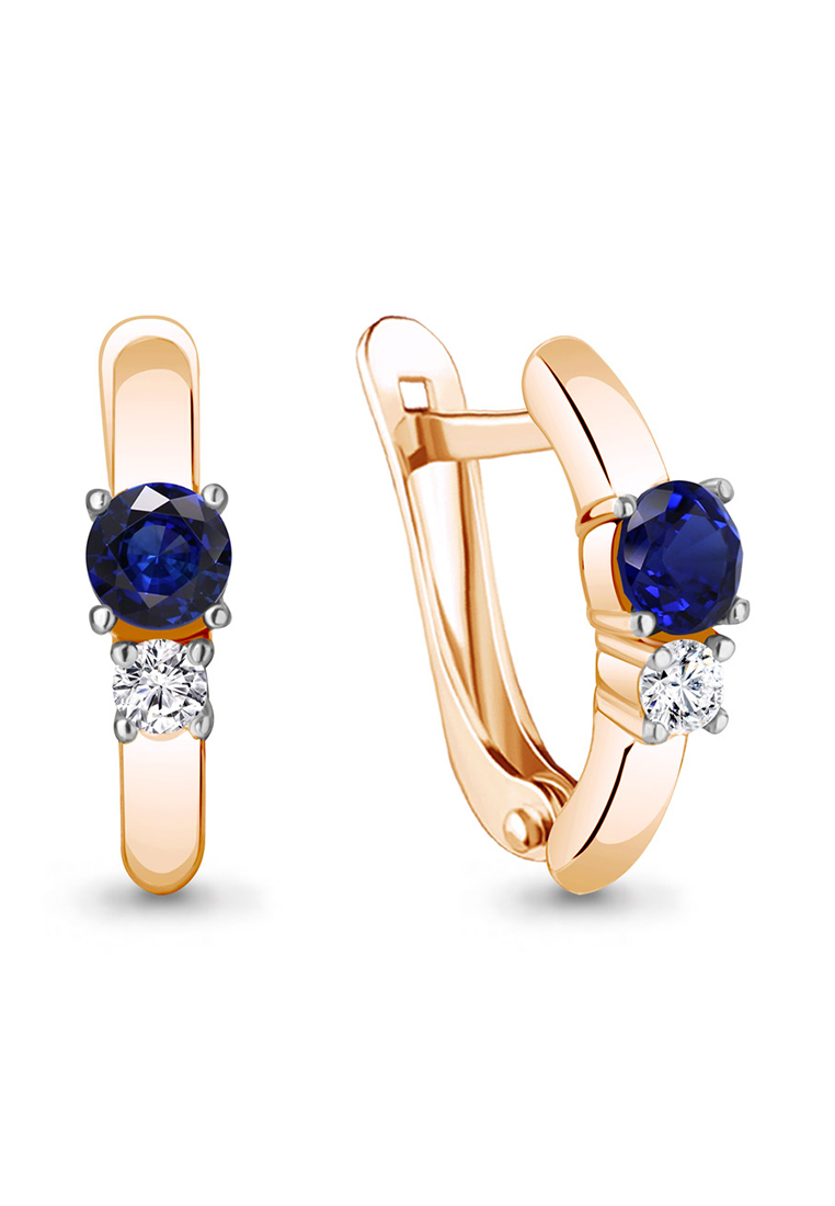 

Серьги из желтого золота с сапфиром искусственным/фианитом Kari Jewelry 49372АБ.1, 49372АБ.1