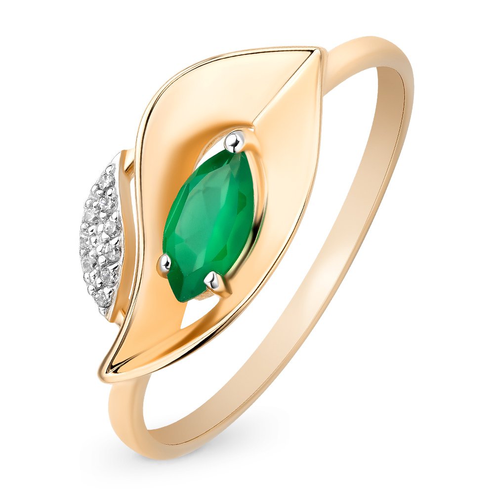 

Кольцо женское из красного золота с агатом, фианитом 585Gold 201012131, р. 19, 201012131