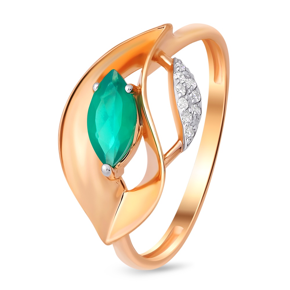 

Кольцо женское из красного золота с агатом, фианитом 585Gold 201012131, р. 17, 201012131