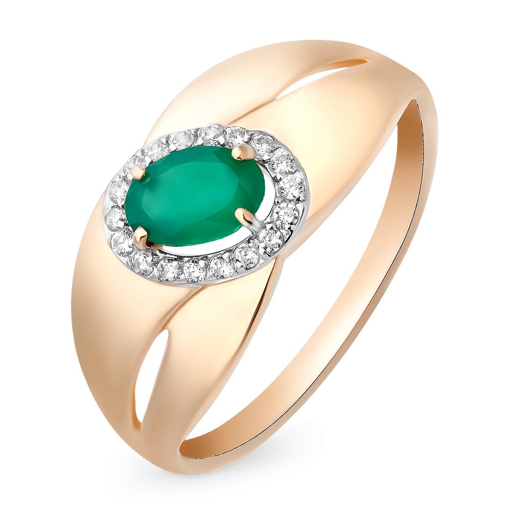 

Кольцо женское из красного золота с агатом, фианитом 585Gold 201011842, р, 201011842
