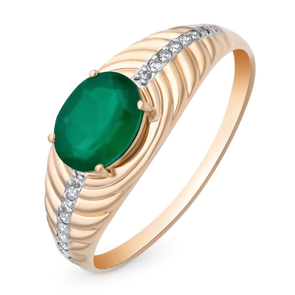 

Кольцо женское из красного золота с агатом, фианитом 585Gold 201011774, р, 201011774