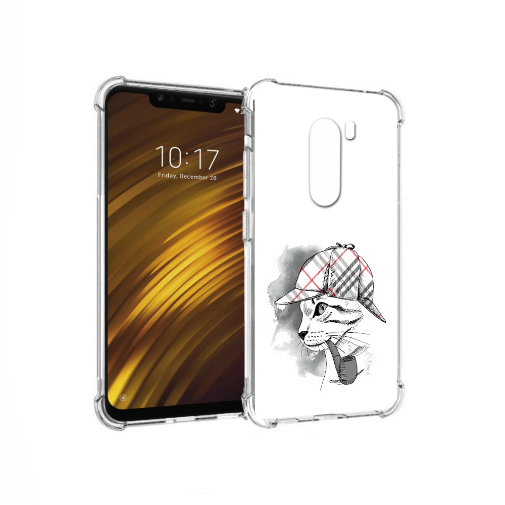 

Чехол MyPads Tocco для Xiaomi Pocophone F1 кошка с трубкой (PT116503.308.405), Прозрачный, Tocco