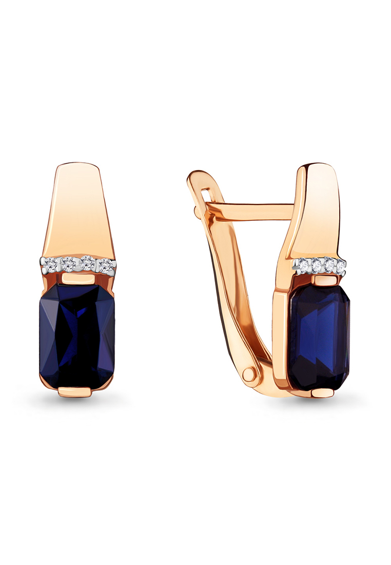 

Серьги из желтого золота с сапфиром искусственным/фианитом Kari Jewelry 46840АБ.1, 46840АБ.1