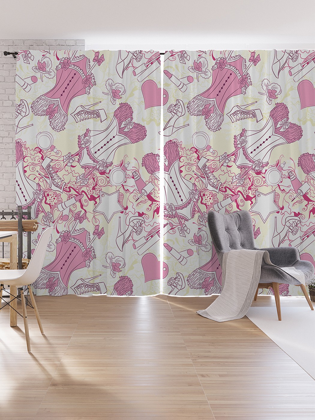 

Шторы под лён JoyArty "Стильные корсеты", серия Oxford DeLux, 340х265 см, Стильные корсеты