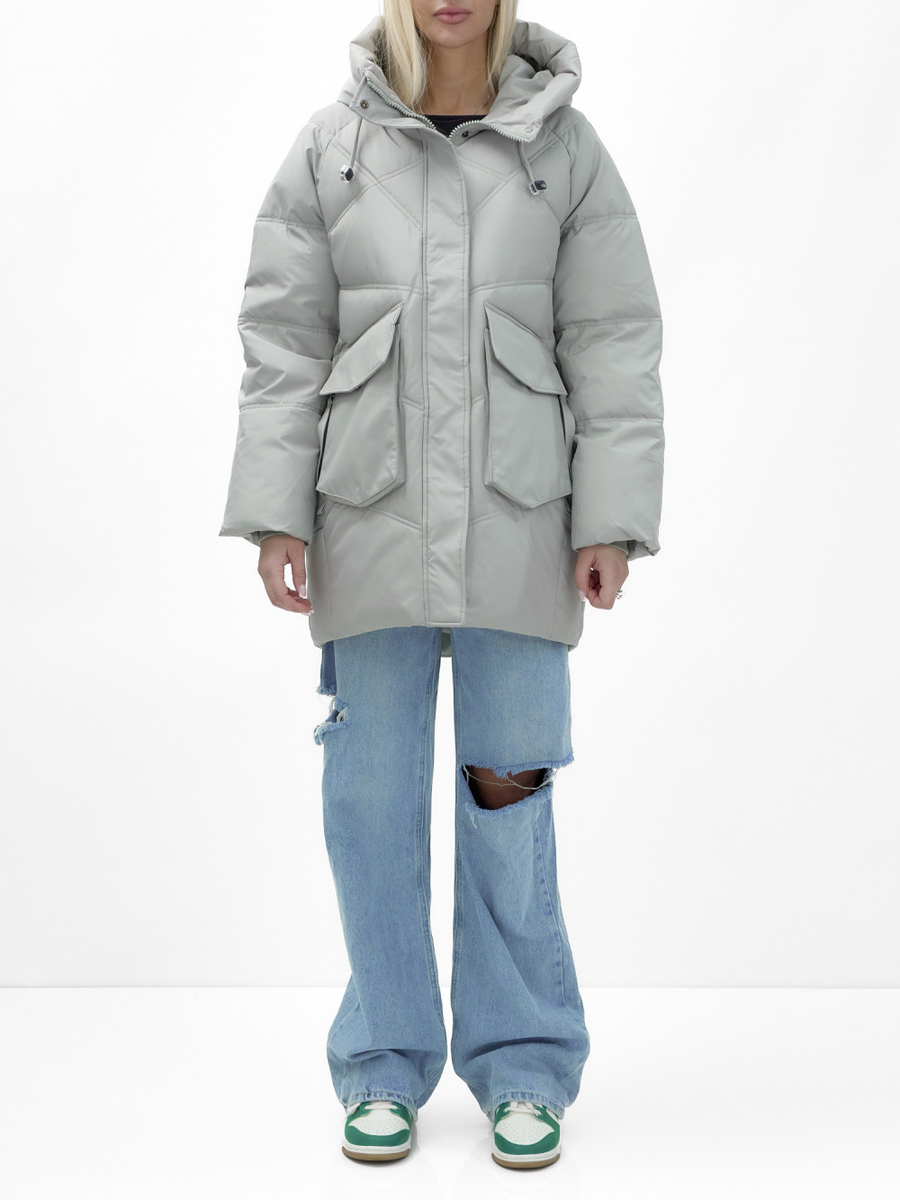 

Пальто женское NoBrand AD9617 серое L, Серый, AD9617