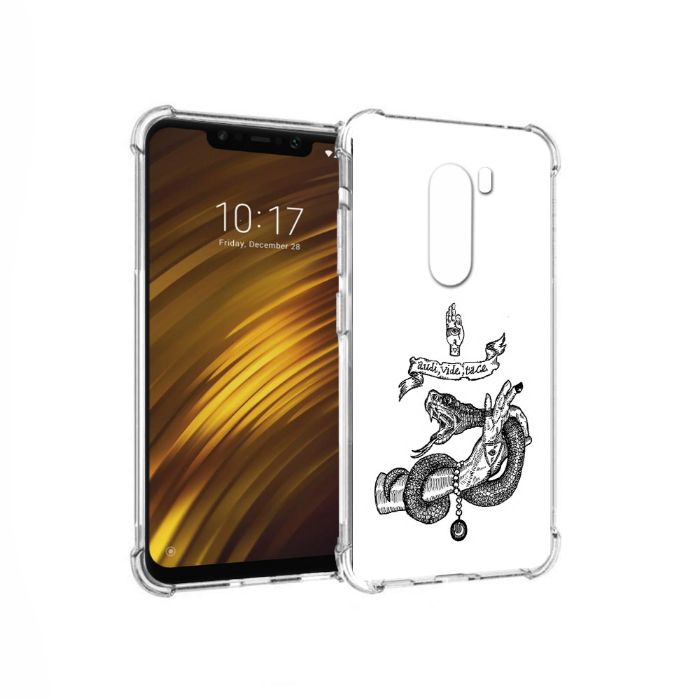 

Чехол MyPads Tocco для Xiaomi Pocophone F1 змея на руке рисунок (PT116503.308.366), Прозрачный, Tocco