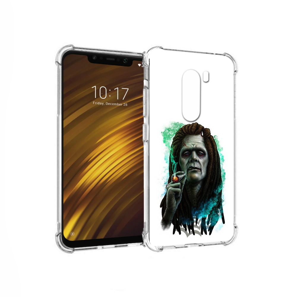 

Чехол MyPads Tocco для Xiaomi Pocophone F1 зеленый мужчина с сигаретой (PT116503.308.360), Прозрачный, Tocco
