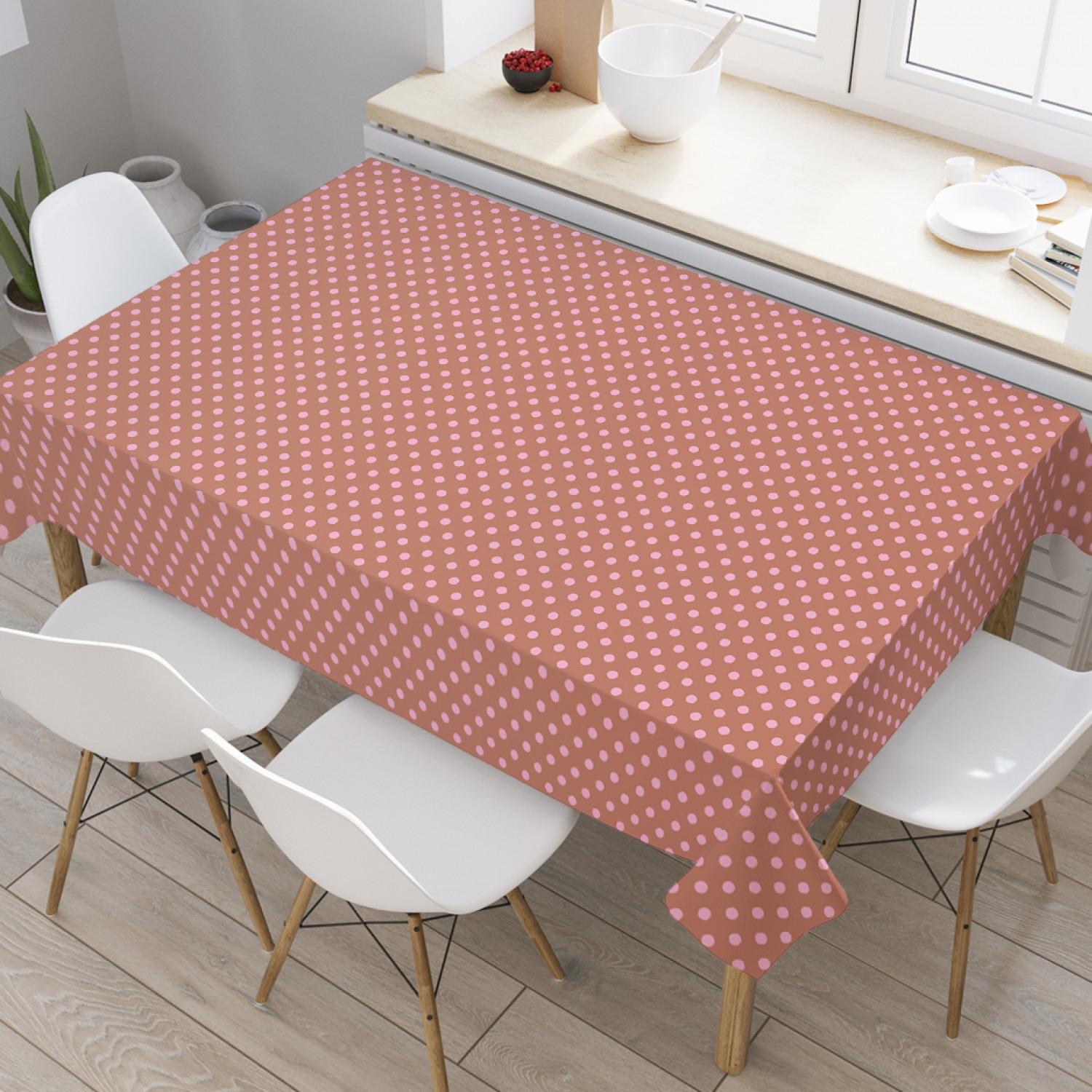 

Скатерть прямоугольная JoyArty "Мелкий горошек на градиенте" из оксфорда, 120x145см, Красный, Мелкий горошек на градиенте