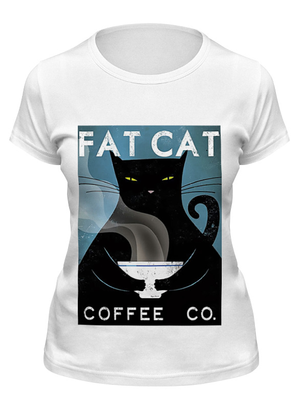 

Футболка женская Printio Fat cat белая 2XL, Белый, Fat cat