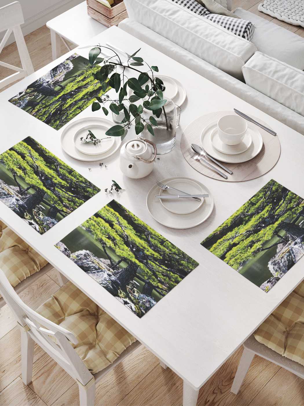 

Салфетки сервировочные JoyArty "Японский сад" (32х46 см, 4 шт.), Белый