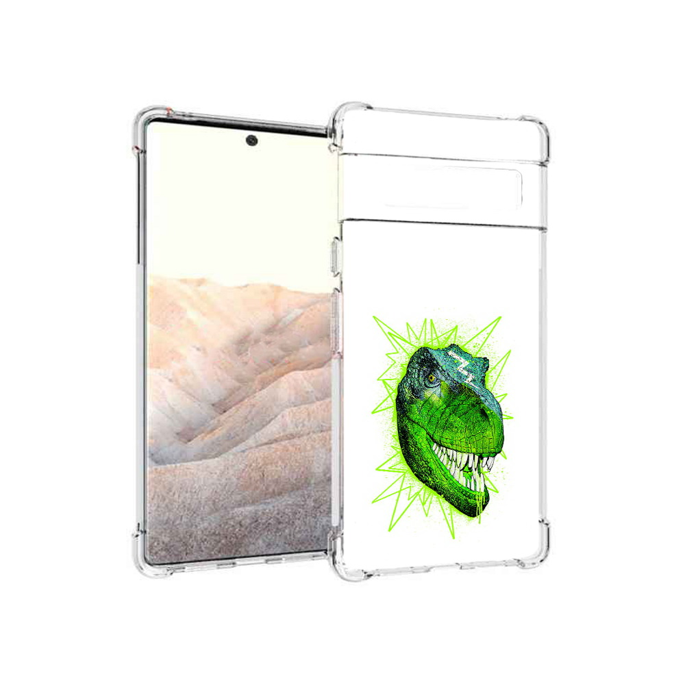 

Чехол MyPads Tocco для Google Pixel 6 Pro зеленый динозавр, Прозрачный, Tocco