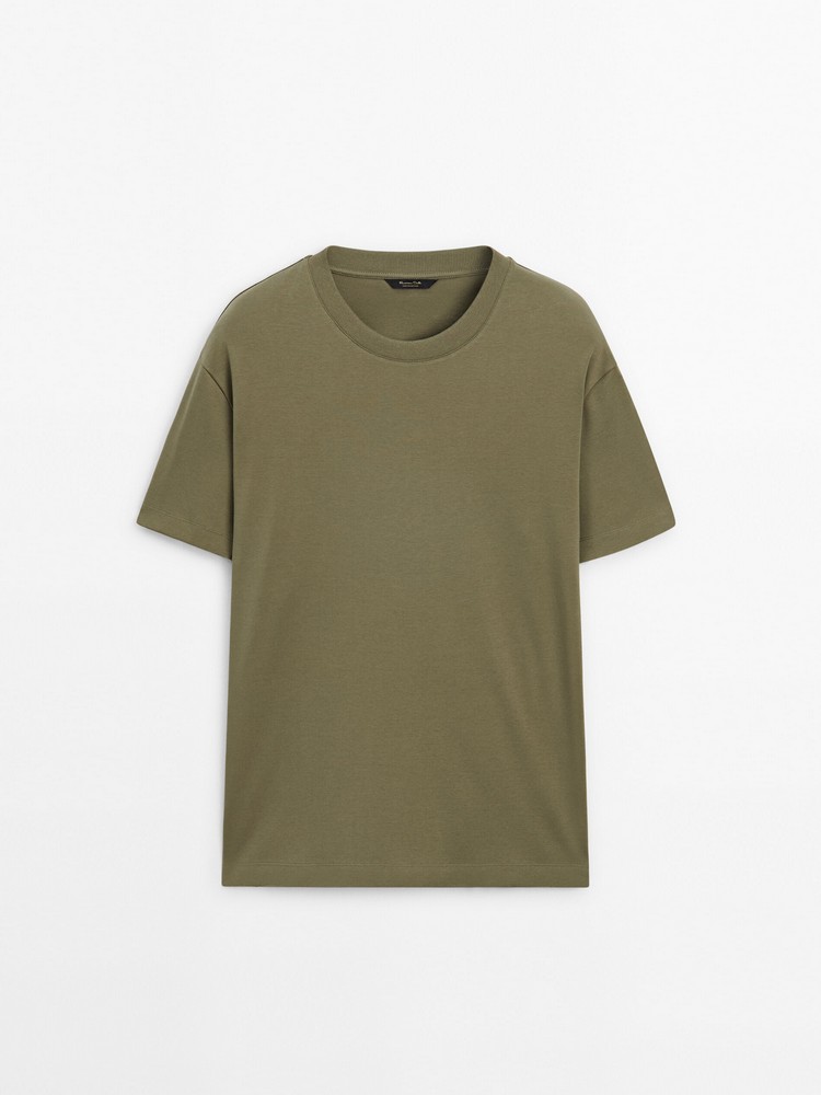 

футболка мужская Massimo Dutti 1417/275-I2024 зеленая XXL, Зеленый, 1417/275-I2024