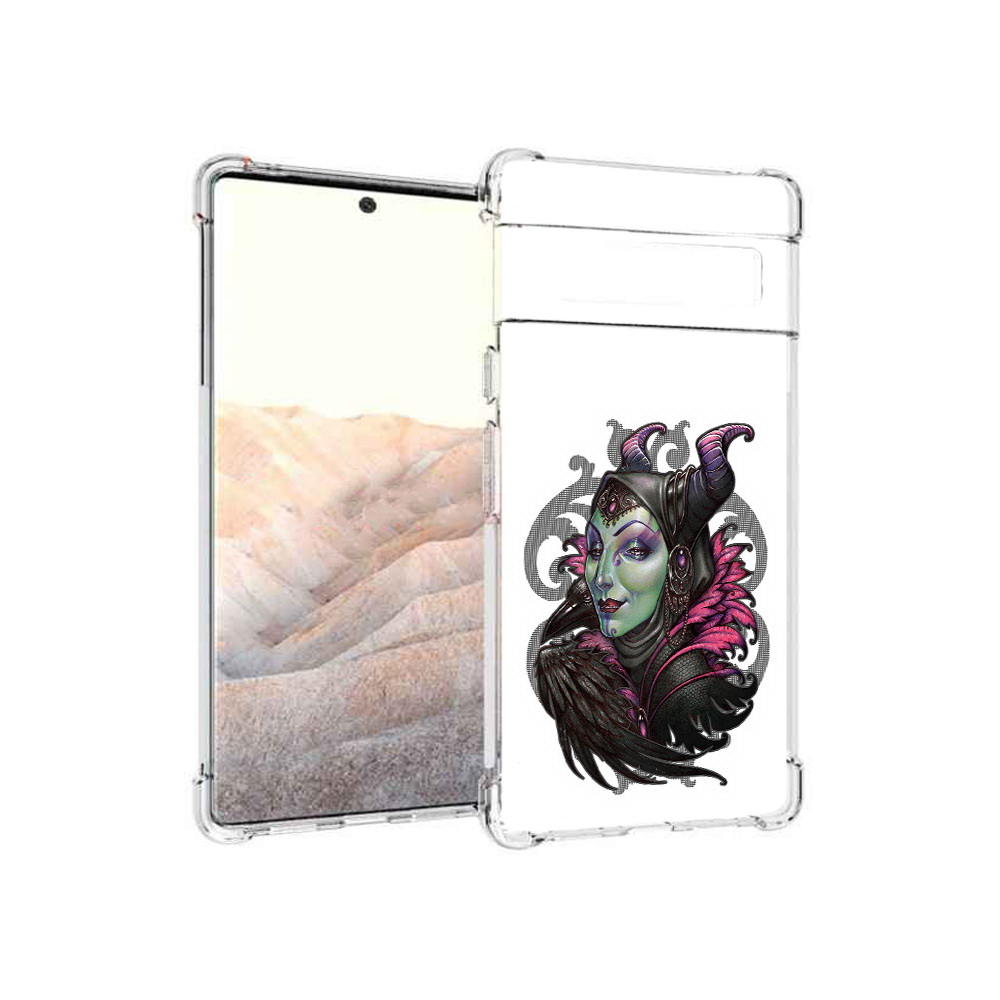 

Чехол MyPads Tocco для Google Pixel 6 Pro зеленая девушка с вороном, Прозрачный, Tocco