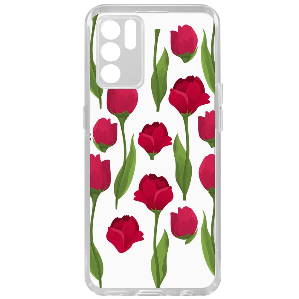 

Чехол-накладка Krutoff Clear Case Розы паттерн для Oppo Reno6, Прозрачный
