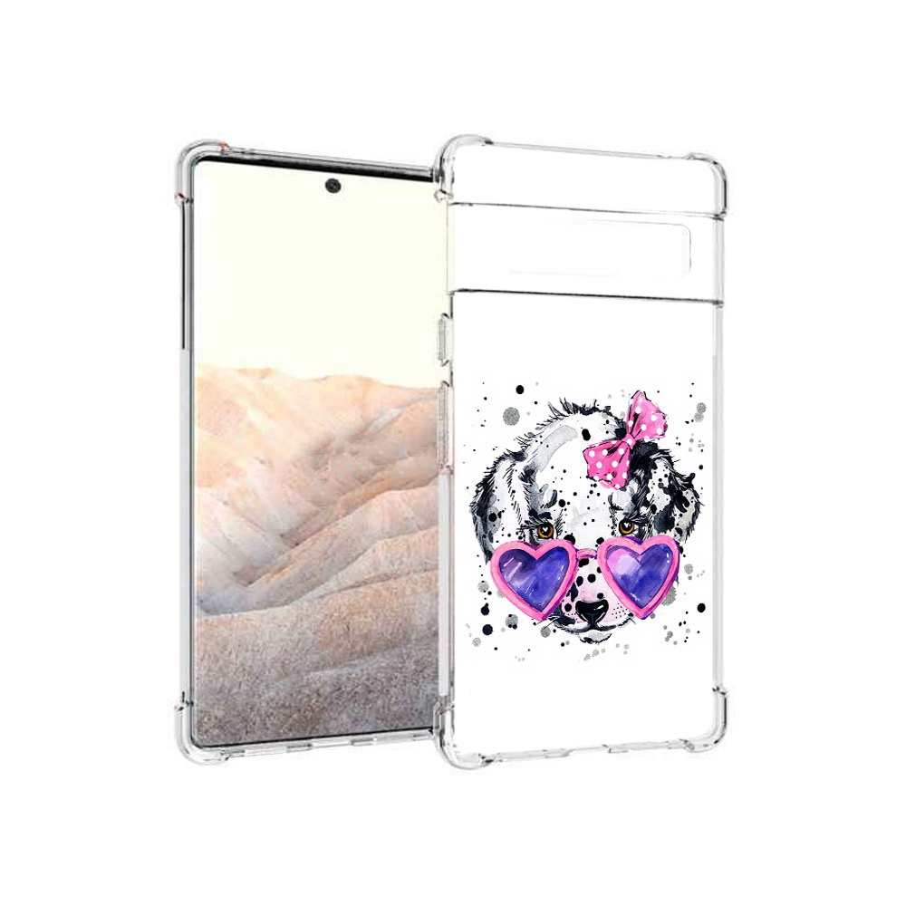 

Чехол MyPads Tocco для Google Pixel 6 Pro долматинец в очках, Прозрачный, Tocco