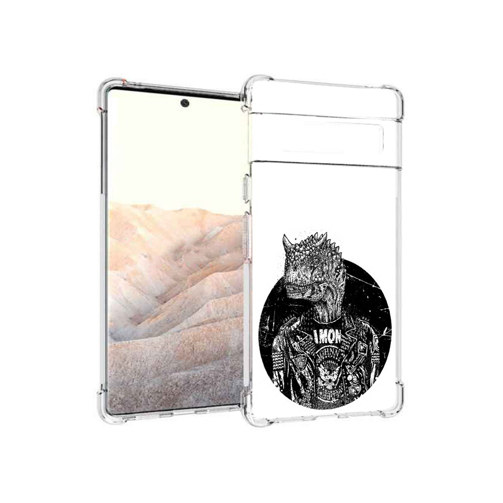 

Чехол MyPads Tocco для Google Pixel 6 Pro динозавр в куртке, Прозрачный, Tocco