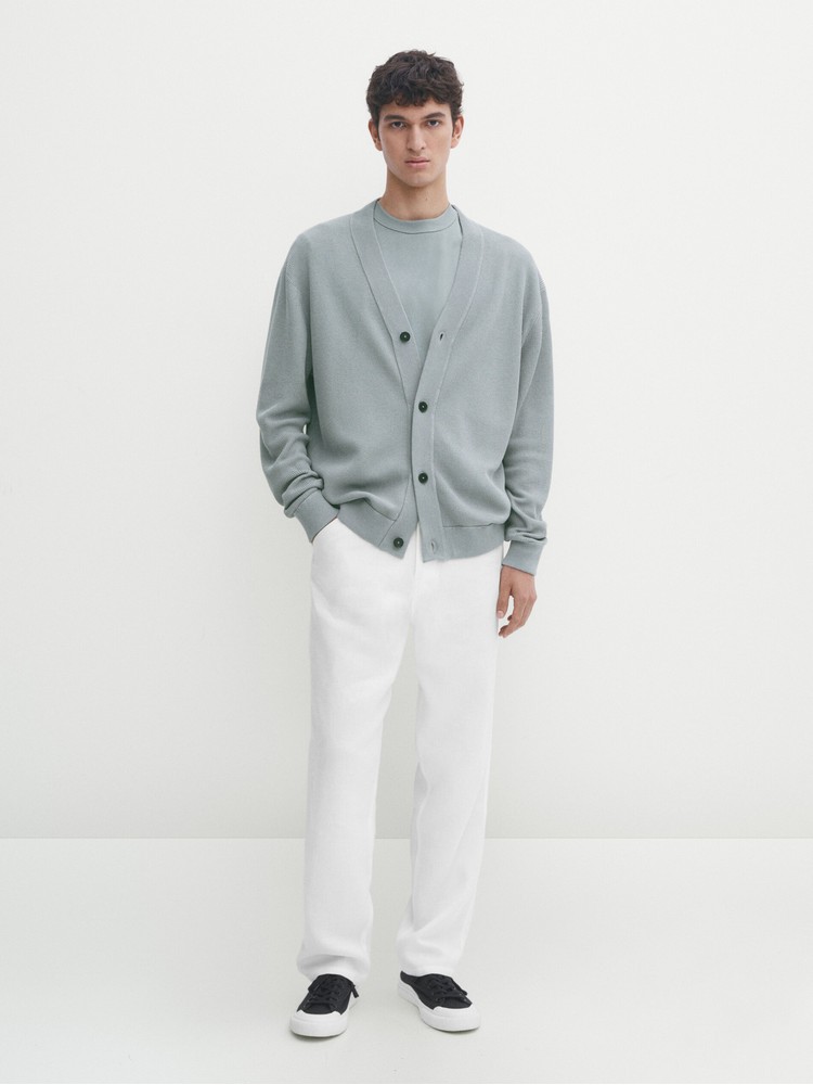 

кардиган мужской Massimo Dutti 8516/852-I2024 голубой XL, 8516/852-I2024