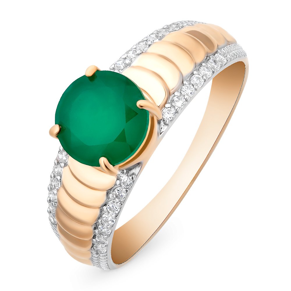 

Кольцо женское из красного золота с агатом, фианитом 585Gold 201011773, р. 17,5, 201011773