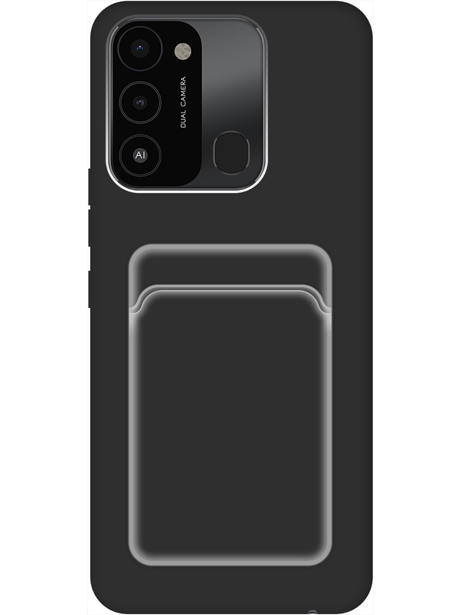 

Силиконовый чехол на Tecno Spark 8C / Go 2022 матовый с карманом для карты черный, 778678031