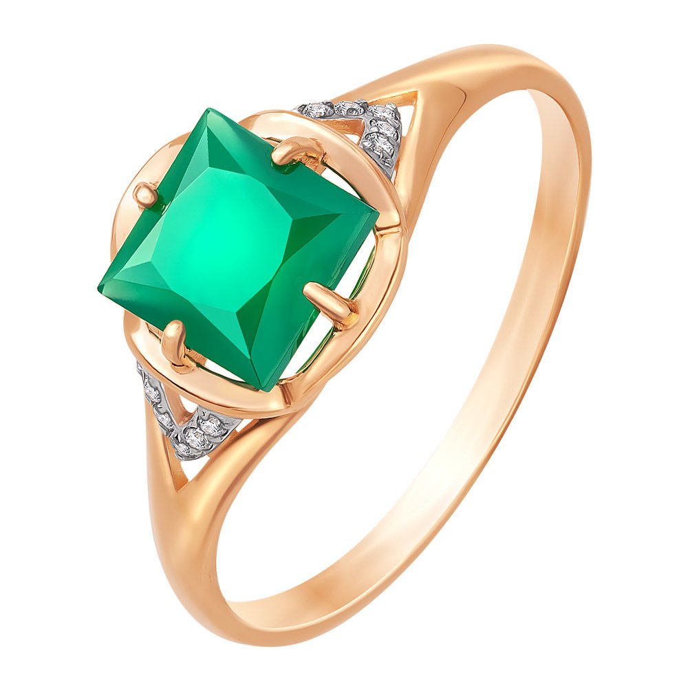 

Кольцо женское из красного золота с агатом, фианитом 585Gold 201012965, р, 201012965