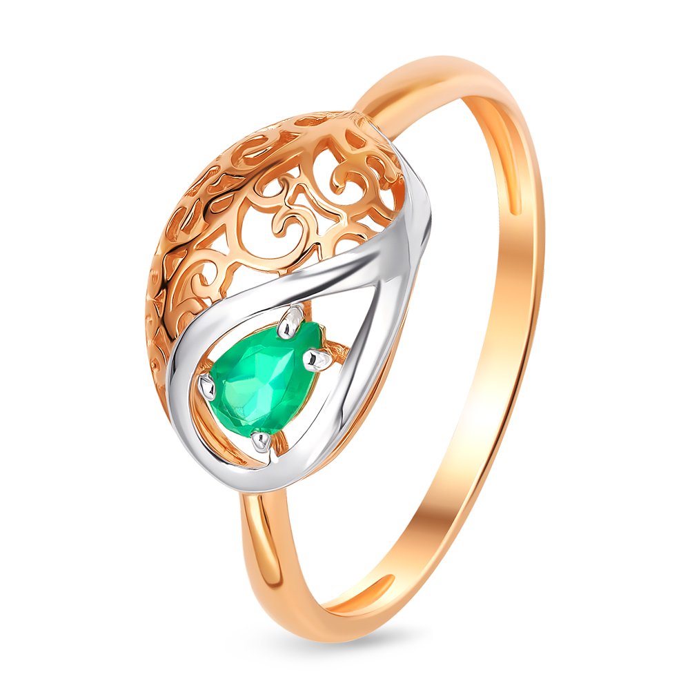

Кольцо женское из красного золота с агатом 585Gold 201012186, р. 19,5, 201012186