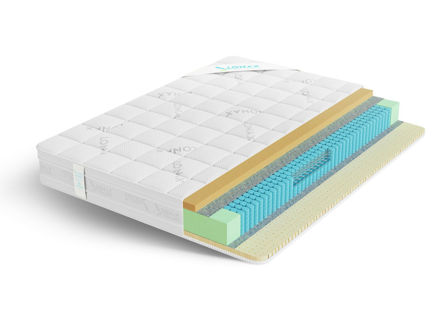 

Матрас Lonax Ассорти Memory Latex S1000 90х200, Бежевый;белый;серый;серебристый, Memory Latex S1000