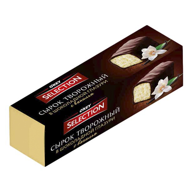 Творожный сырок О'кей Selection Ванильный в шоколадной глазури БЗМЖ 40 г