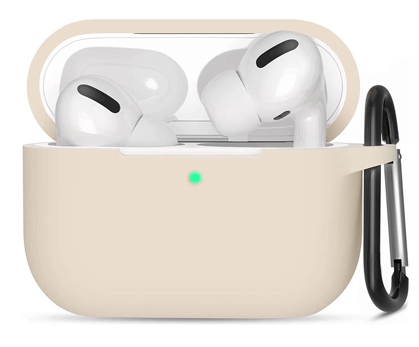 

Чехол силиконовый для Airpods Pro/Pro 2, розовый песок с карабином (Pink Sand)