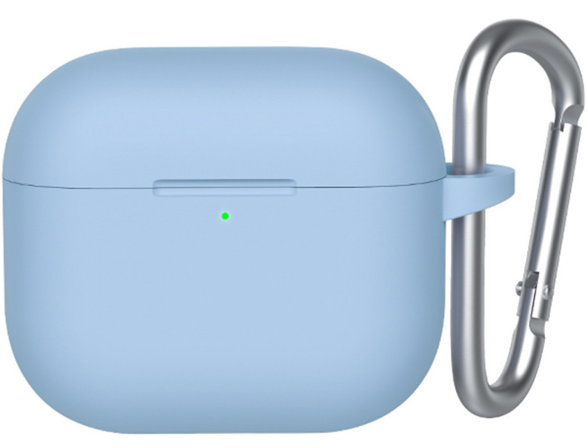 

Чехол силиконовый для Airpods 3 case, голубой с карабином (Light Blue)