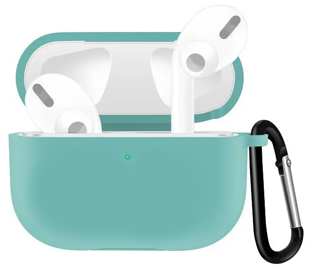 

Чехол силиконовый для Airpods 3 case, бирюзовый с карабином