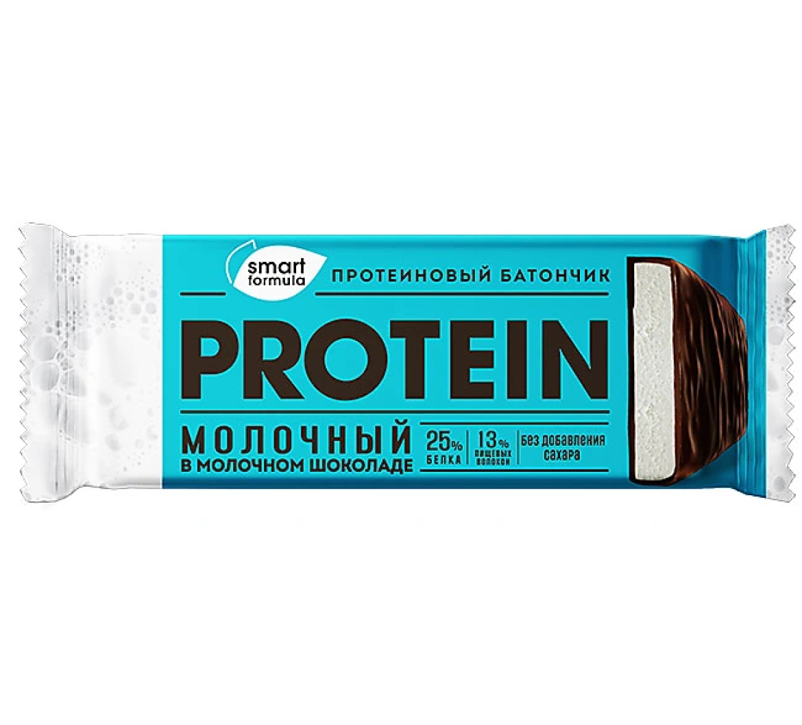 фото Батончик smart formula протеиновый, без сахара, молочный в молочном шоколаде, 40 г