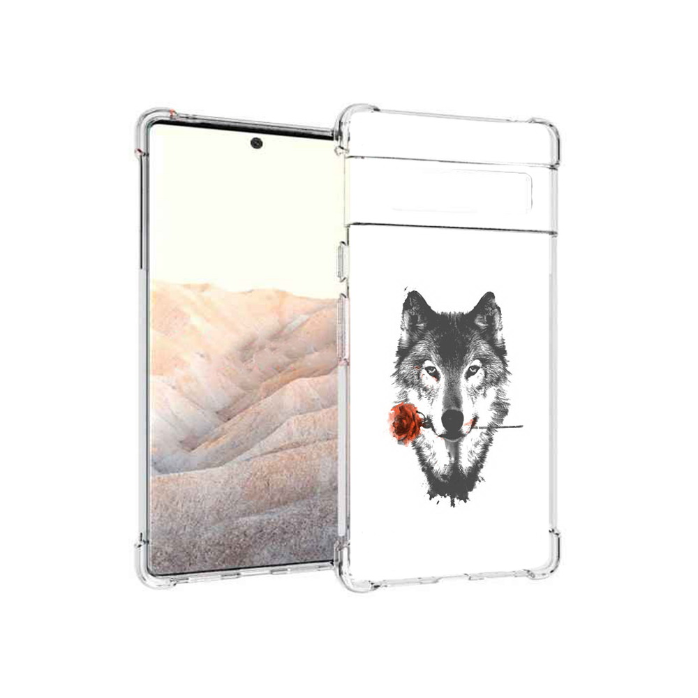 

Чехол MyPads Tocco для Google Pixel 6 Pro волк с розой, Прозрачный, Tocco