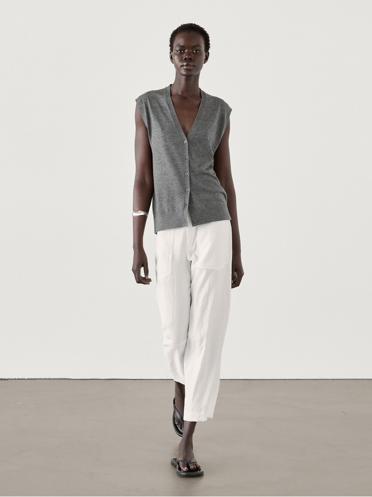 

жилет женский Massimo Dutti 5607/518-I2024 серый L, 5607/518-I2024