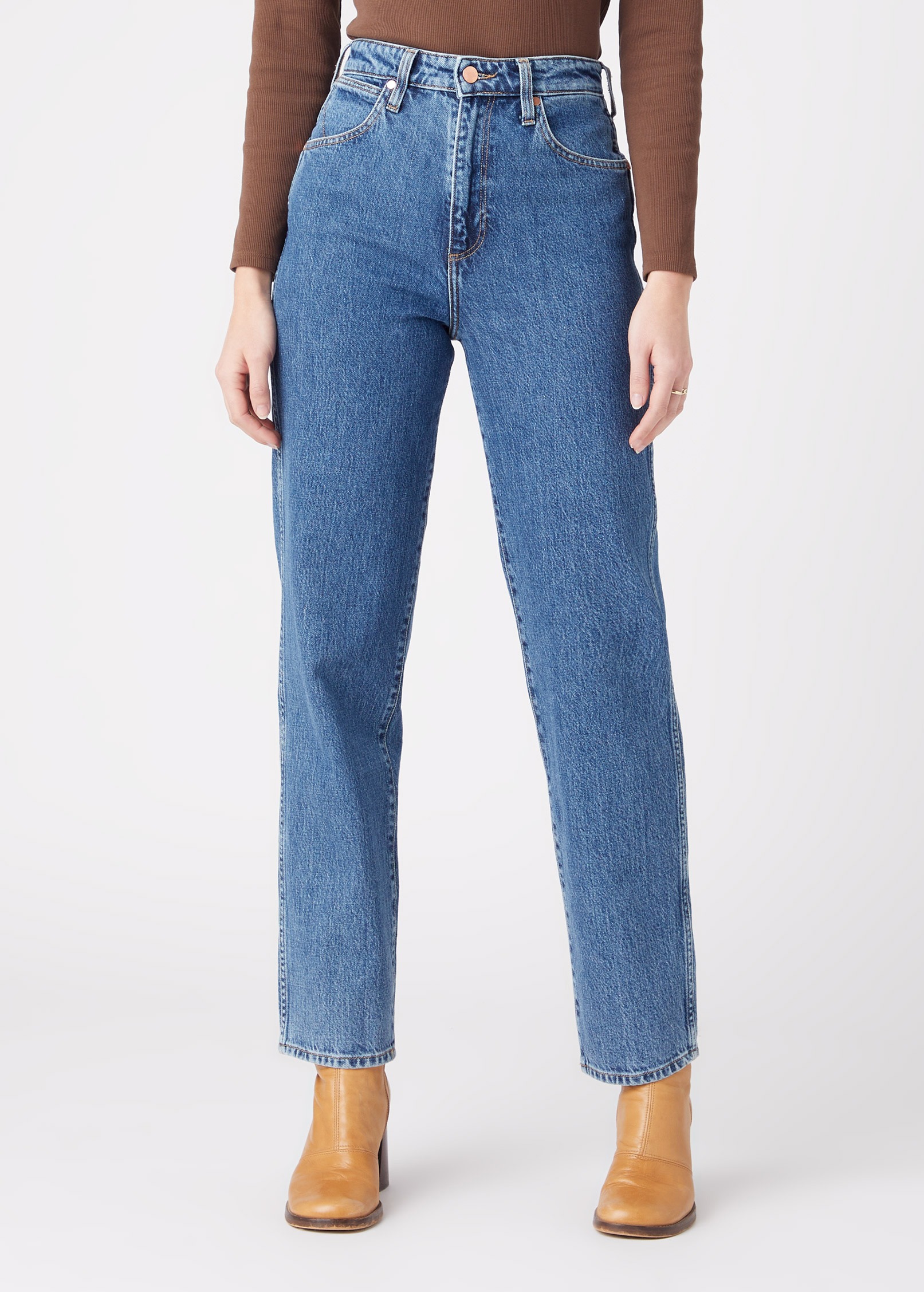 

Джинсы женские Wrangler MOM STRAIGHT WINTER HUE синие 27/30, MOM STRAIGHT WINTER HUE