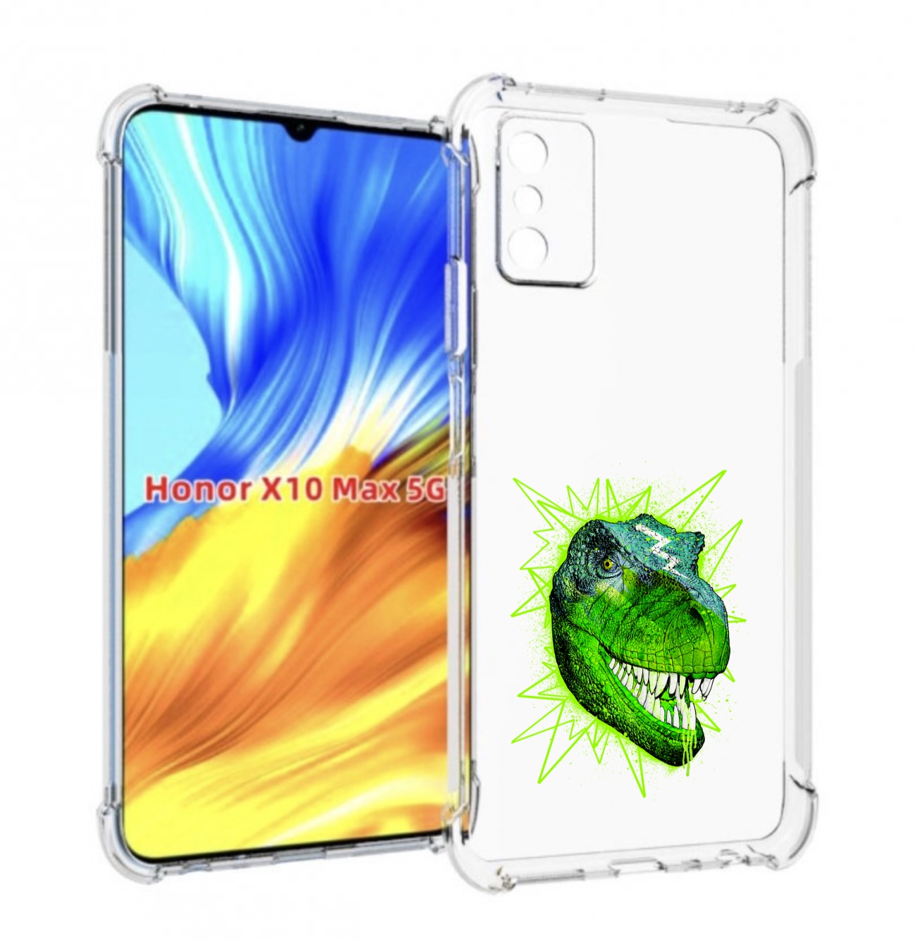 

Чехол MyPads зеленый динозавр для Honor X10 Max, Прозрачный, Tocco