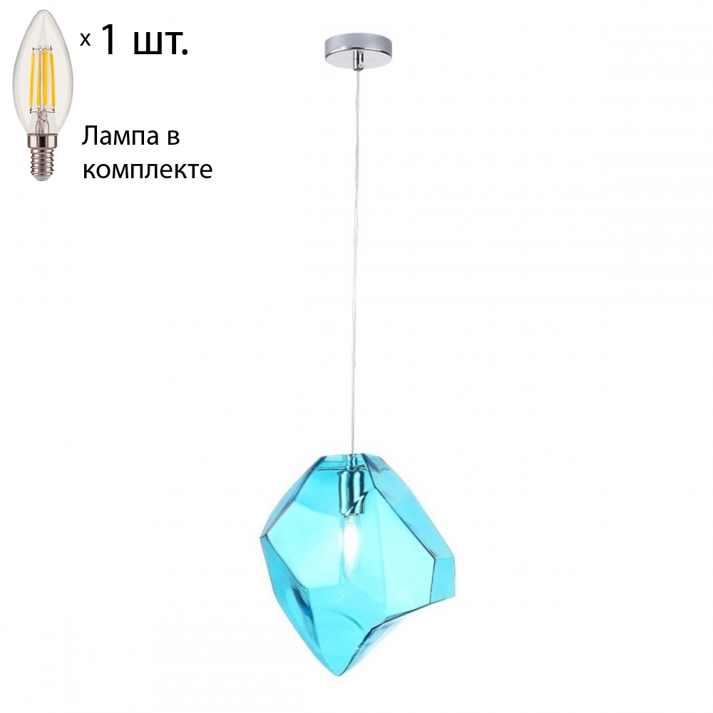 

Подвесной светильник с лампочкой CRYSTAL LUX NUESTRO SP1 CHROME/BLUE+Lamps