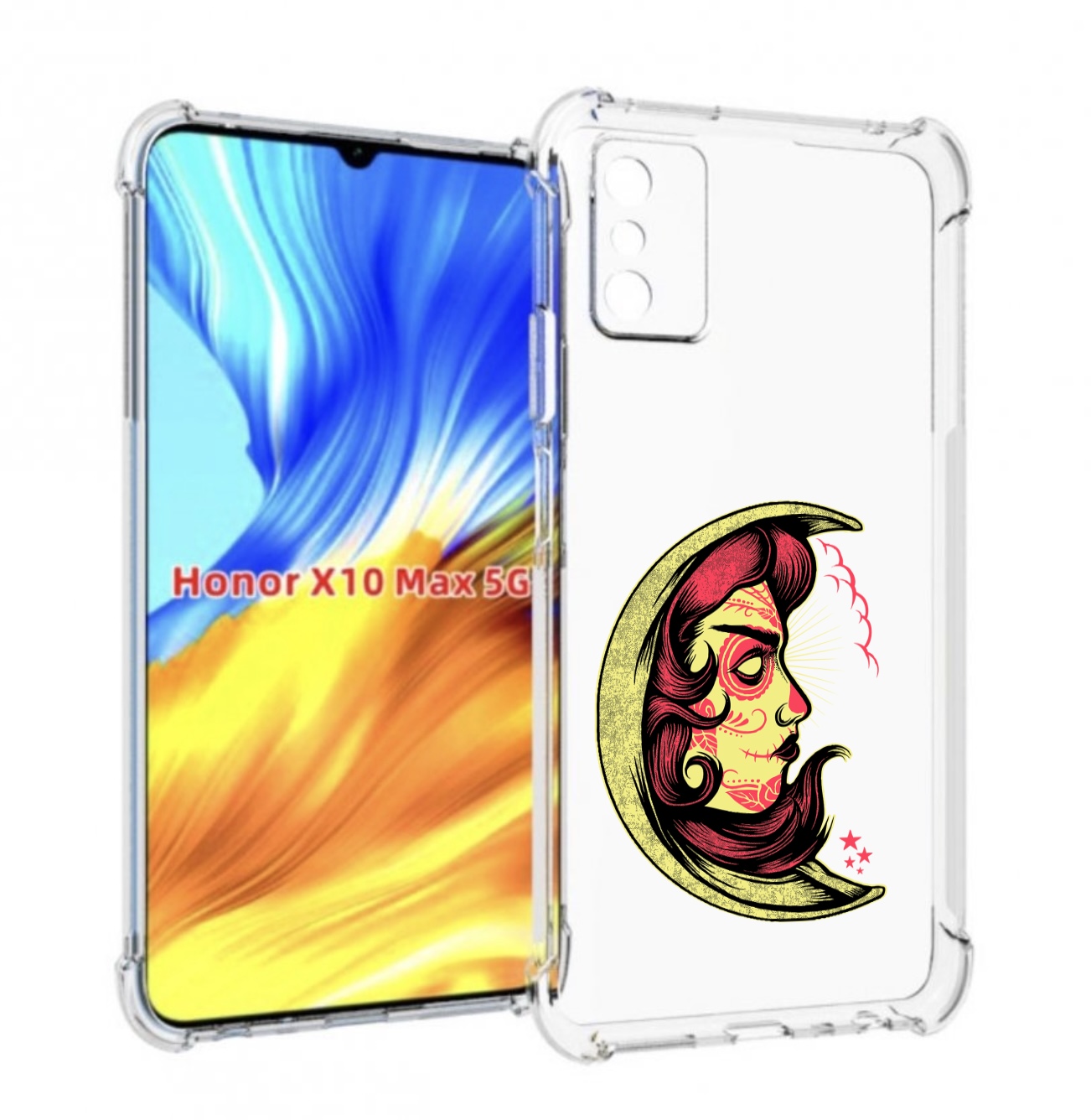 

Чехол MyPads желтый полумесяц с лицом девушки для Honor X10 Max, Прозрачный, Tocco