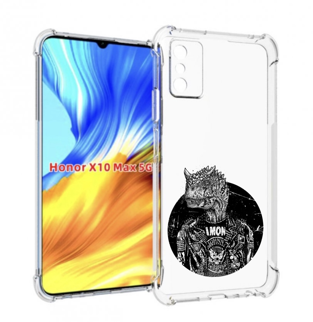 

Чехол MyPads динозавр в куртке для Honor X10 Max, Прозрачный, Tocco