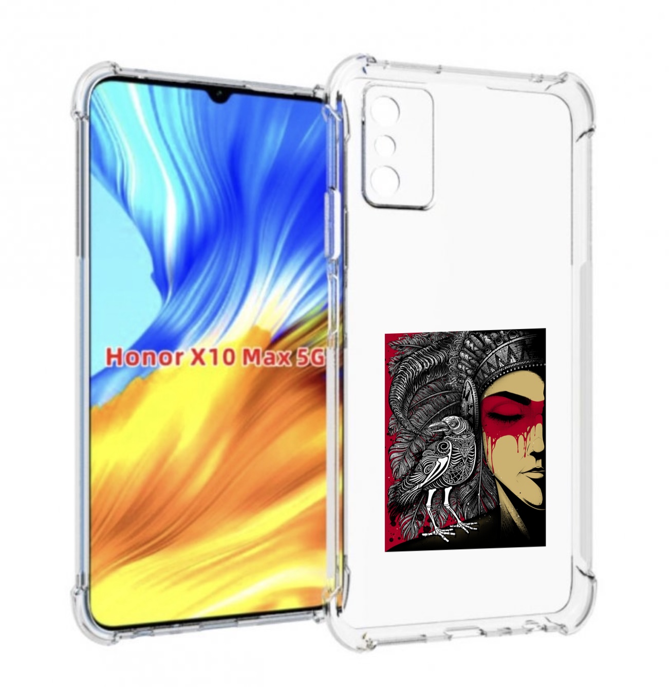 

Чехол MyPads девушка с вороном в абстракции для Honor X10 Max, Прозрачный, Tocco