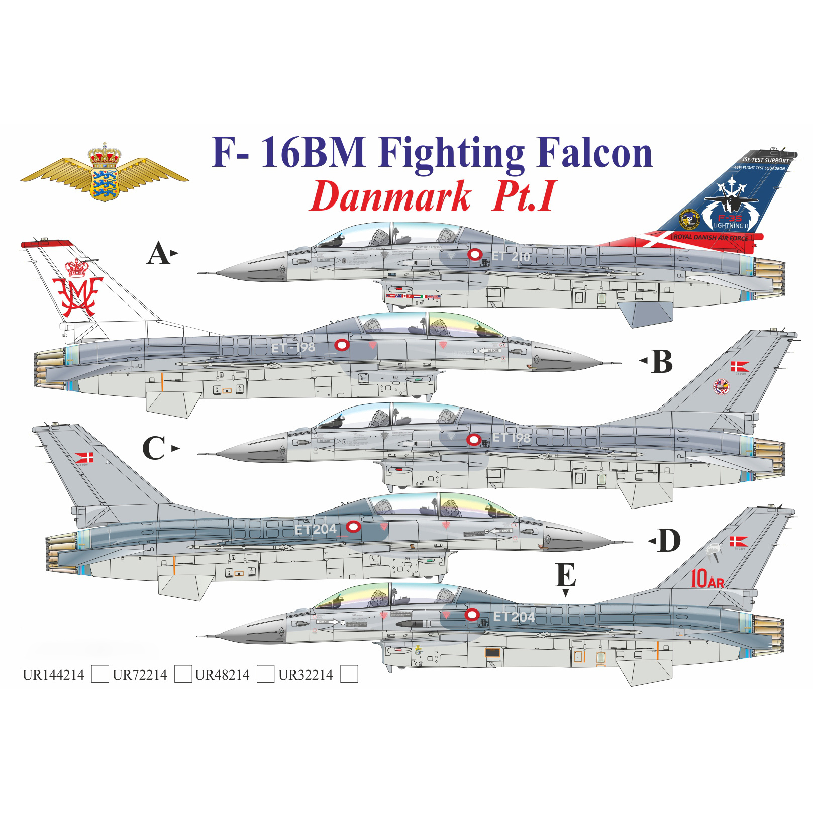 Декали UpRise 1/72 для F-16BM Fighting Falcon Danmark Pt.1 UR72214