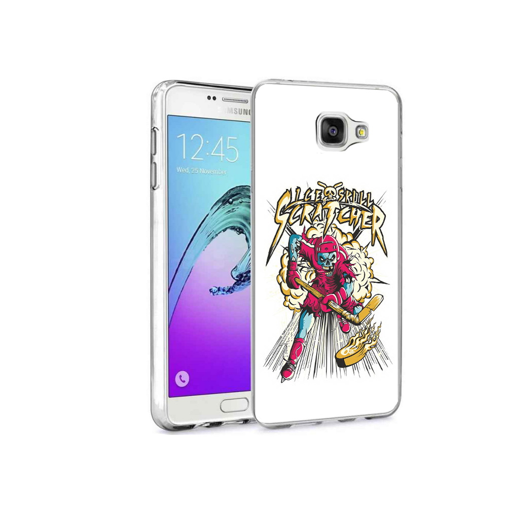 

Чехол MyPads Tocco для Samsung Galaxy A9 Pro нарисованный скелет хоккеист, Прозрачный, Tocco
