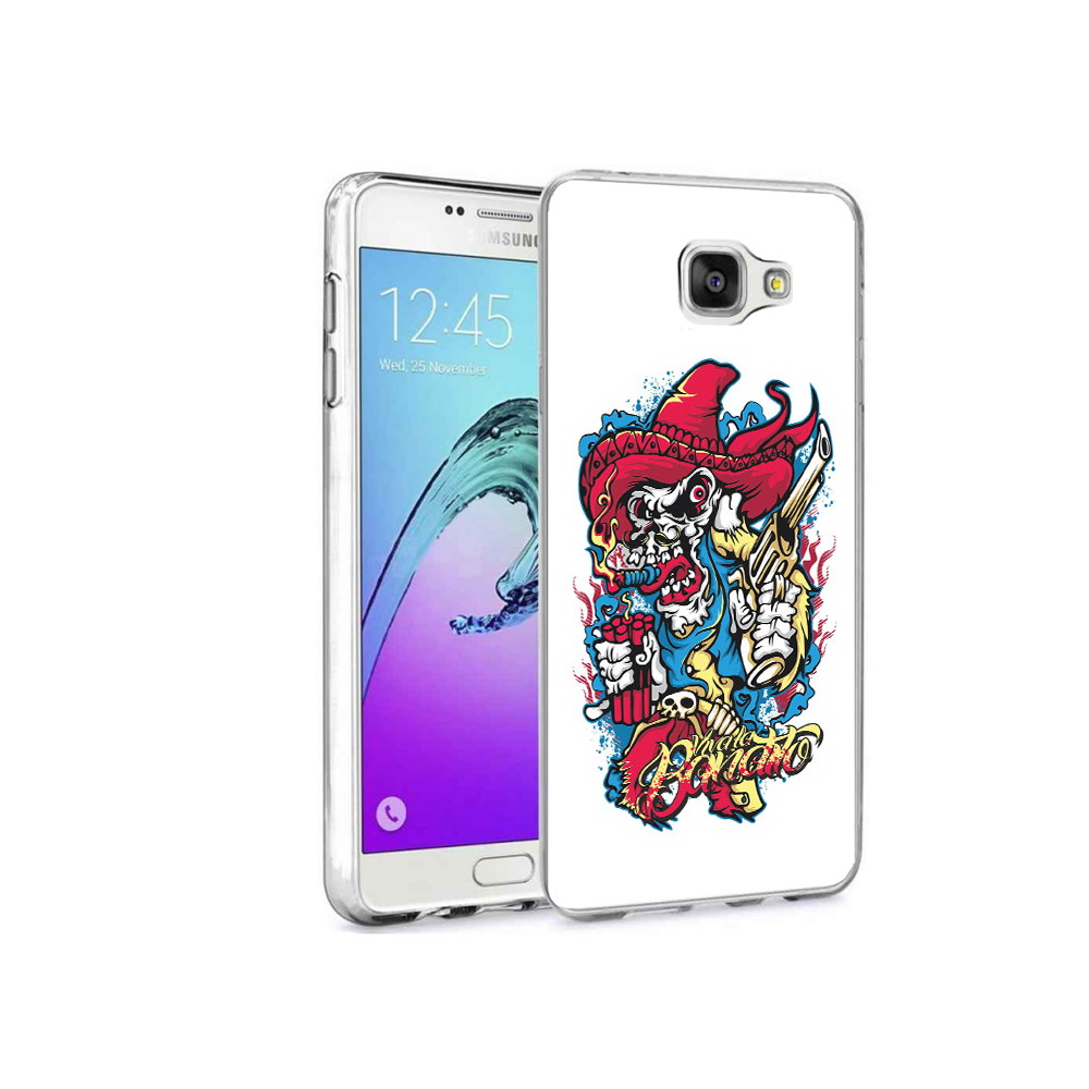 

Чехол MyPads Tocco для Samsung Galaxy A9 Pro нарисованный скелет с писталетом, Прозрачный, Tocco