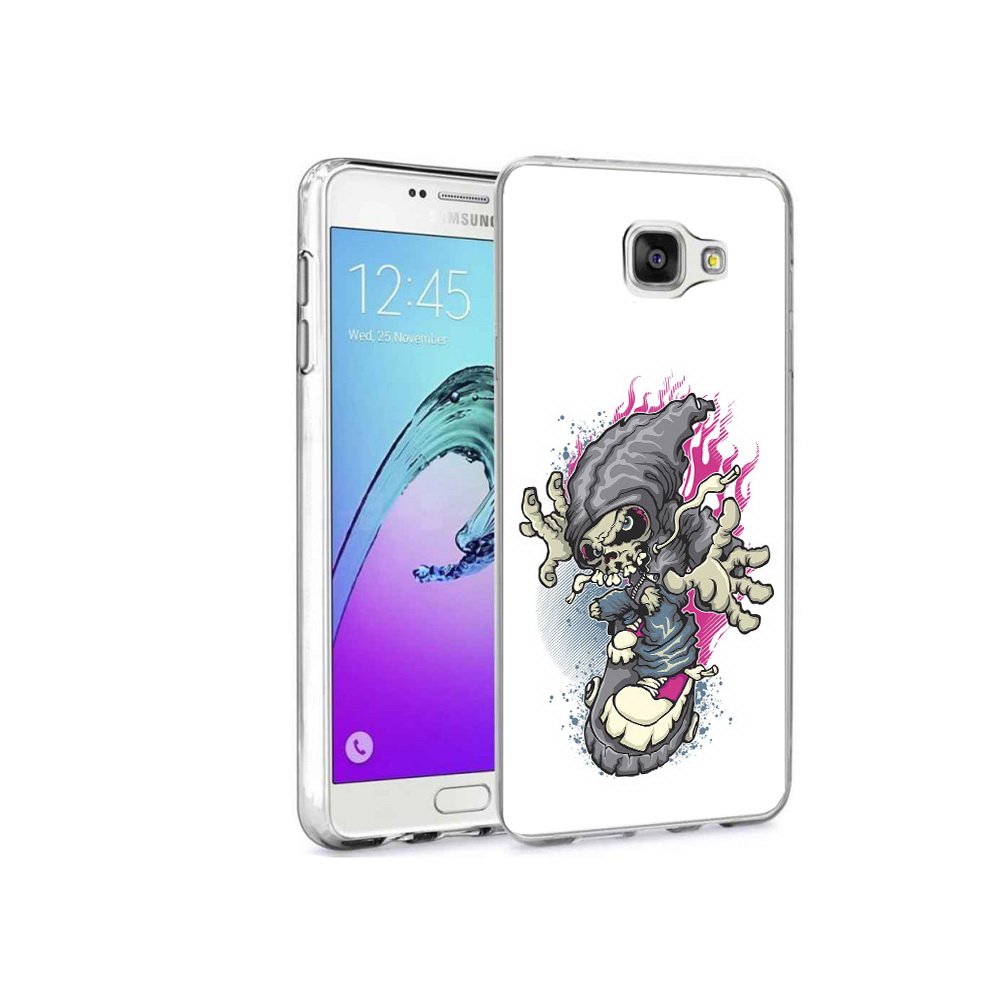 фото Чехол mypads tocco для samsung galaxy a9 pro нарисованный скелет на скейт борде