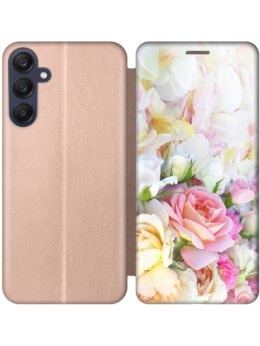 

Чехол-книжка на Samsung Galaxy A25 с принтом "Нежные розы" золотой, Золотистый;белый;желтый;розовый, 780484421