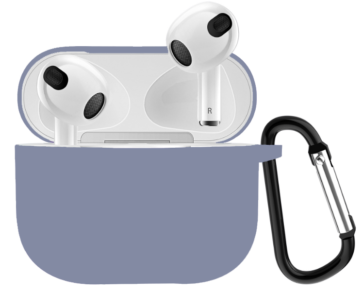 

Чехол силиконовый для Airpods 3 case, лавандовый с карабином