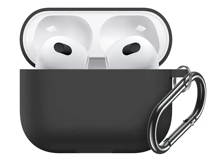 

Чехол силиконовый для Airpods 3 case, черный с карабином