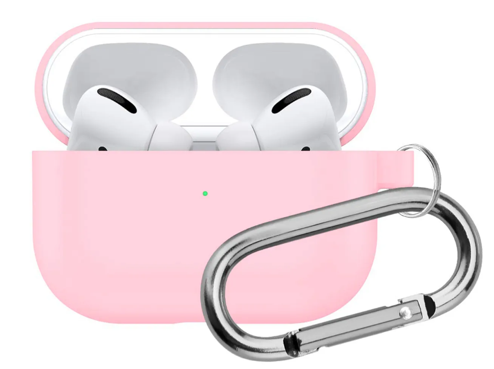 

Чехол силиконовый для Airpods Pro/Pro 2, розовый с карабином (Pink)