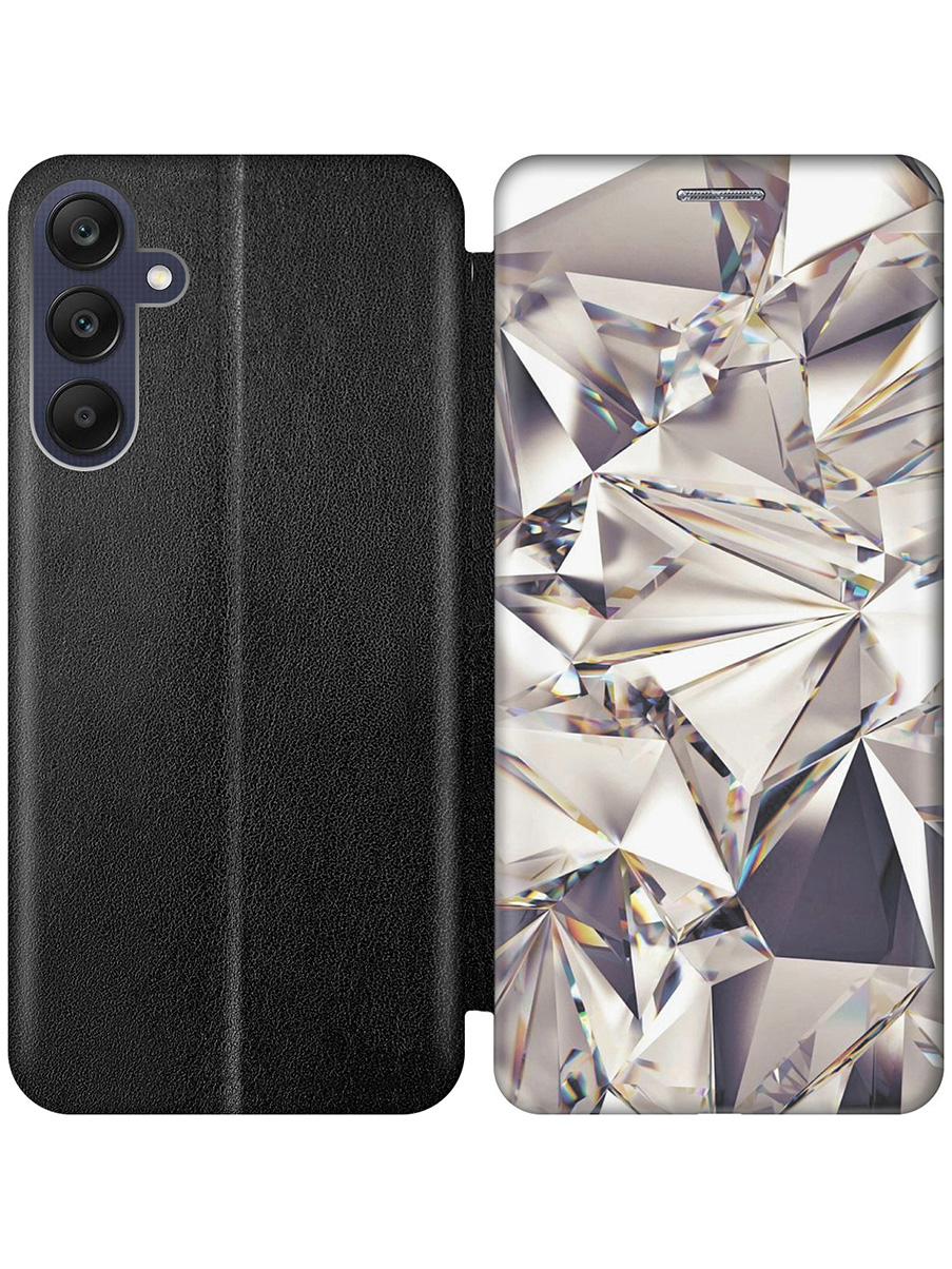 

Чехол-книжка на Samsung Galaxy A25 с принтом "Алмазные грани" черный, Черный;серый, 780484431
