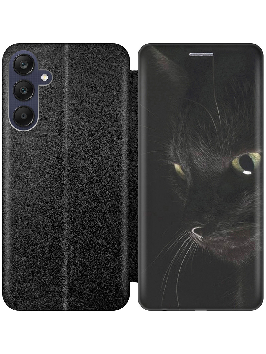 

Чехол-книжка на Samsung Galaxy A25 с принтом "Черный кот" черный, Черный;желтый;серый, 780484411