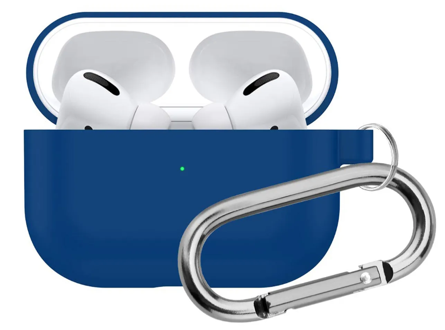 

Чехол силиконовый для Airpods Pro/Pro 2, синий с карабином (Midnight Blue)